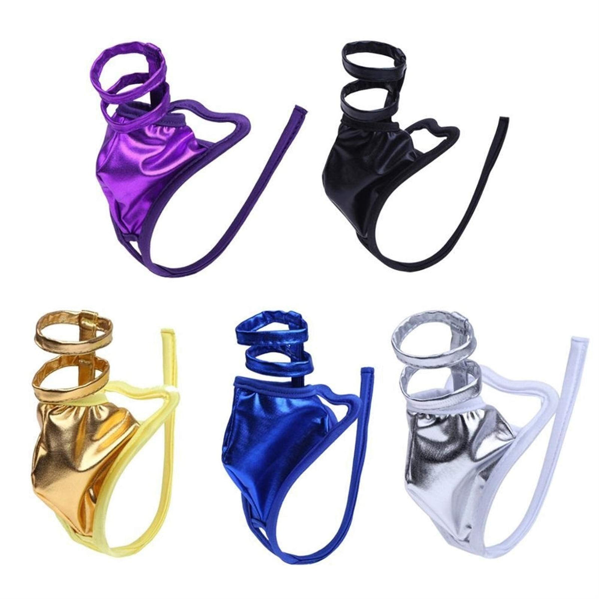 Metallic Scrotal Ring C String Set