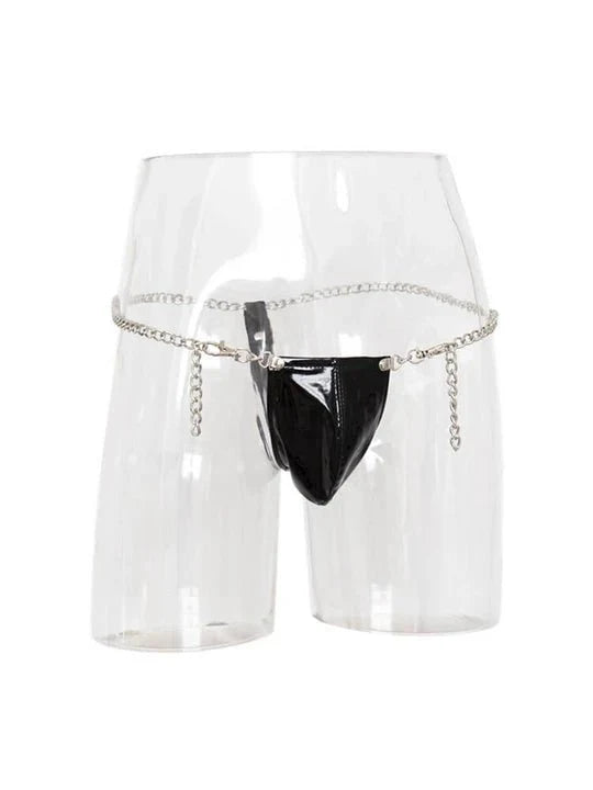 Additional product angle of Faux Leather Chain Detail Thong, additional angle