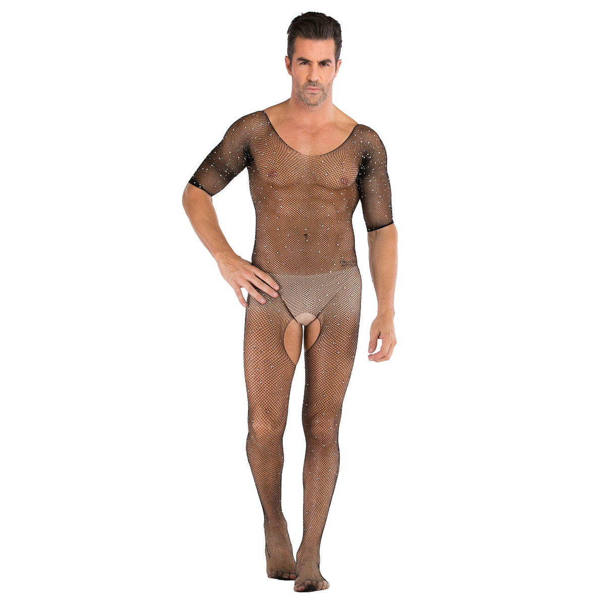 Black Crotchless Fishnet Bodystocking alternate view 6