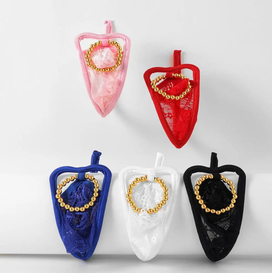 Gold Beaded Ring Lace C String product view