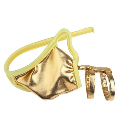 Gold Metallic Scrotal Ring C String Set alternate view 2