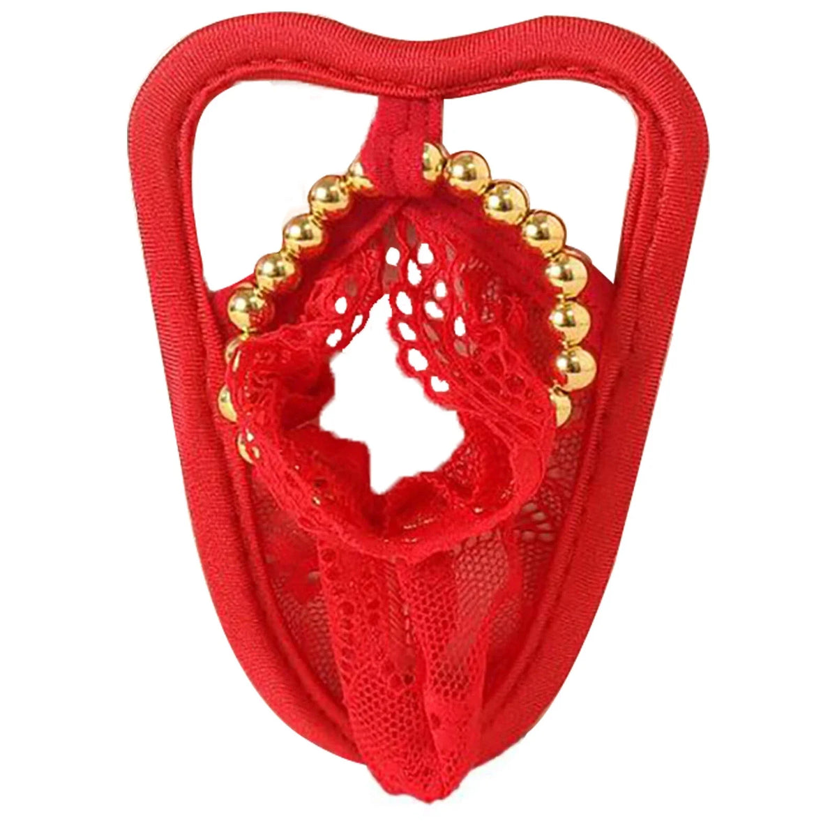 Gold Beaded Ring Lace C String