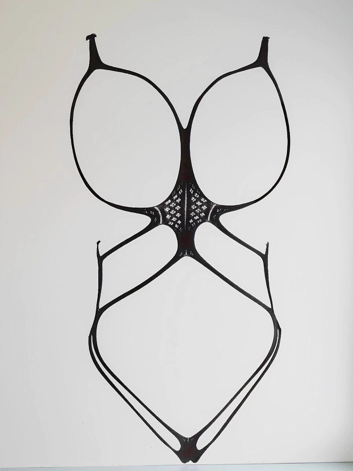 Black Fishing Net Bodysuit Stockings Set alternate view 7