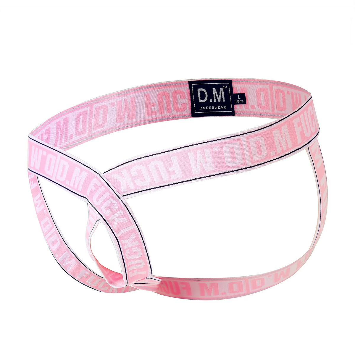 Pink Open Ring Crotchless Strappy Jockstrap flat lay
