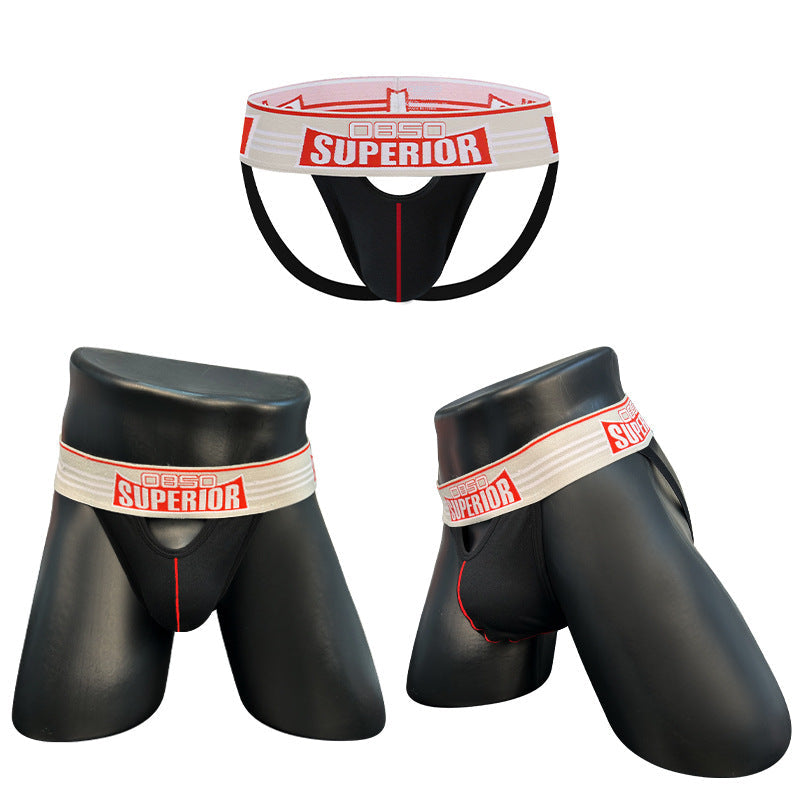 Additional product view of black Retro Wide Waistband Cotton Jockstrap