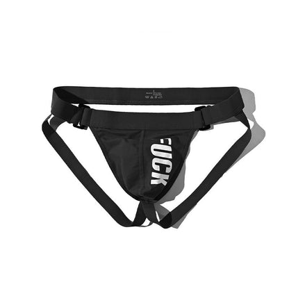Black Adjustable Side Clip Cotton Jockstrap product view