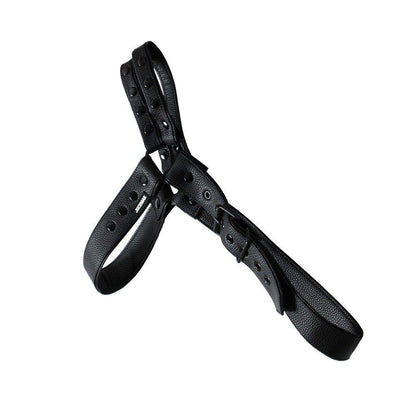 Additional product view of black Faux Leather Jockstrap Shoulder Harness Set