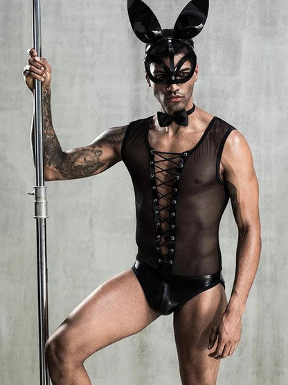Black Black Sexy Rabbit Man Cosplay Suit alternate view 4