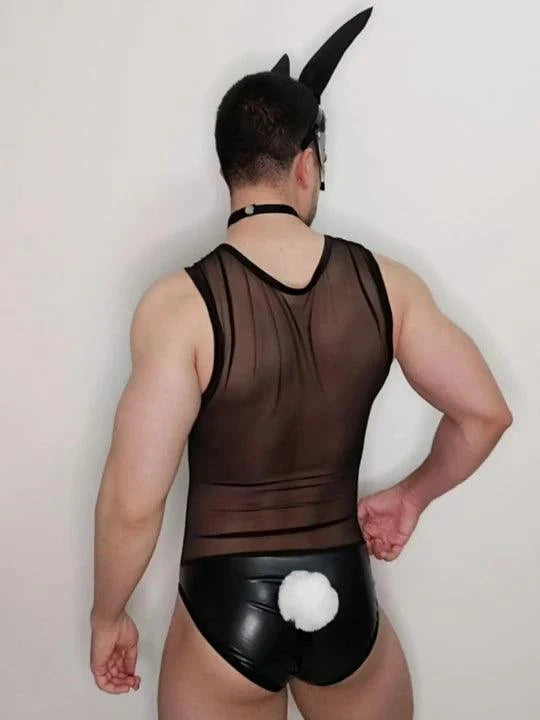 Black Black Sexy Rabbit Man Cosplay Suit alternate view 2