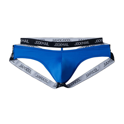 Blue Double Waistband Enhancing Pouch Jockstrap product view