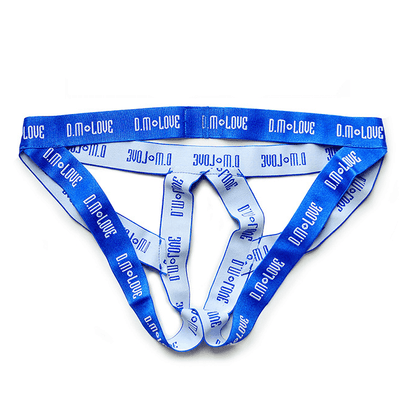 Blue Open Ring Crotchless Strappy Jockstrap product view