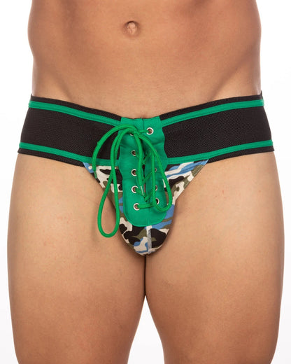 Green Vintage Lace Up Athletic Jockstrap product view
