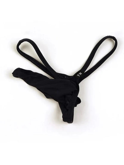 Black Cotton Elephant Trunk G String alternate front view