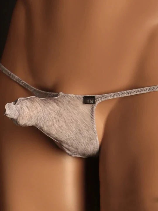 Grey Cotton Elephant Trunk G String flat lay