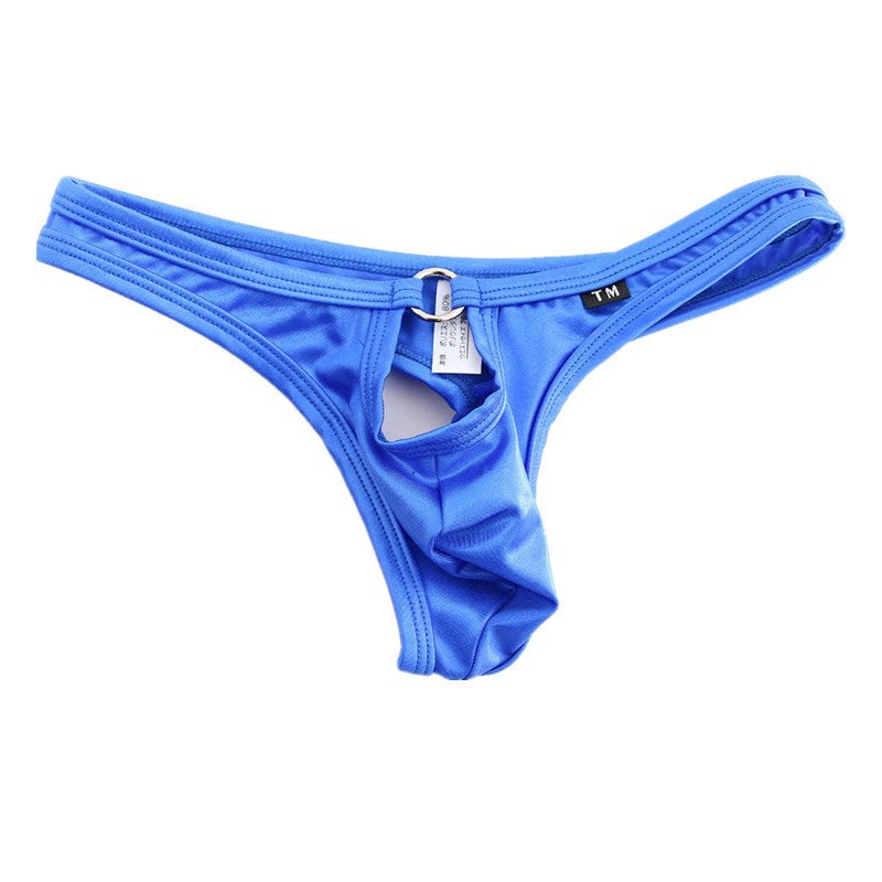Blue O Ring Center Hole U Pouch Thong flat lay