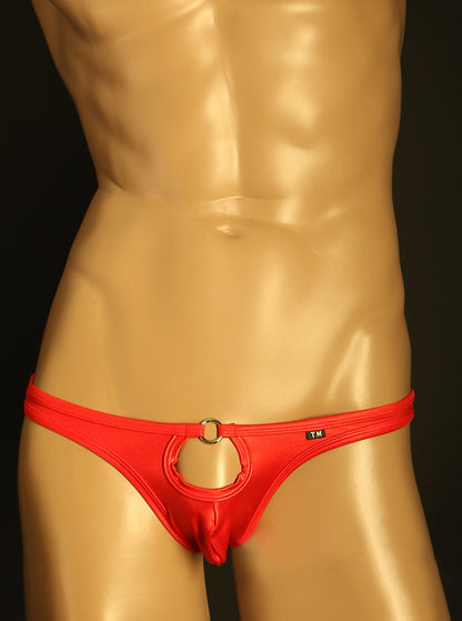 Red O Ring Center Hole U Pouch Thong alternate front view