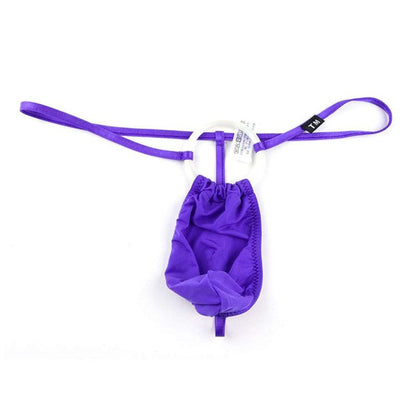 Purple Oversized O Ring Pouch Low Rise Thong flat lay