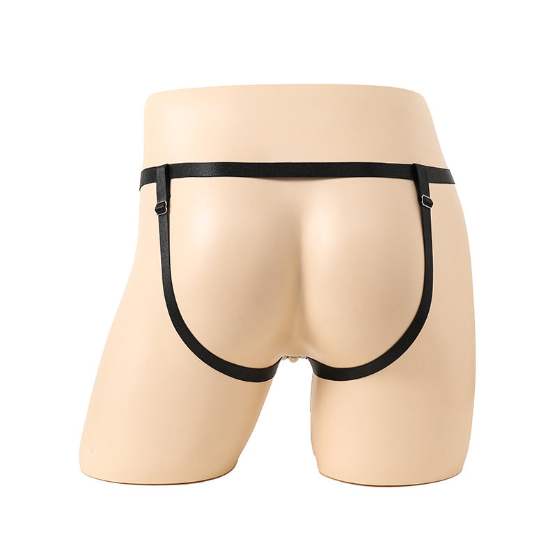 Black Pearl Ring Open Butt Jockstrap G String back view