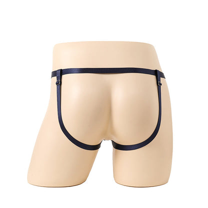 Navy Blue Pearl Ring Open Butt Jockstrap G String back view