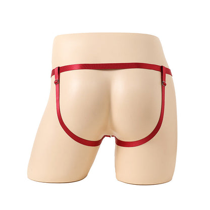 Red Pearl Ring Open Butt Jockstrap G String back view