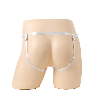 White Pearl Ring Open Butt Jockstrap G String back view