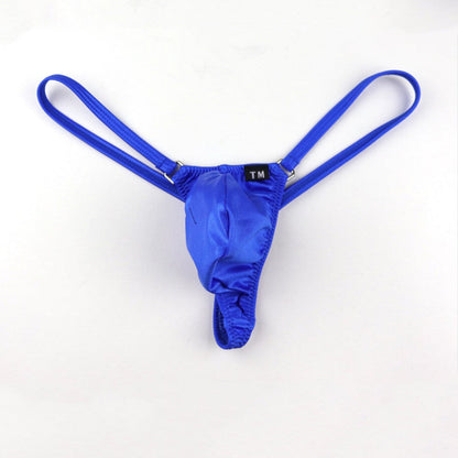Blue Ring Strap Spacious Pouch Low Rise Thong flat lay