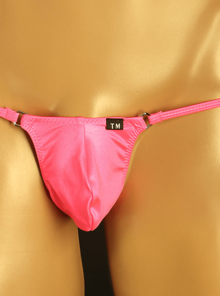 Pink Ring Strap Spacious Pouch Low Rise Thong front view
