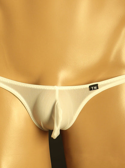 White Seamless Ice Silk Low Rise Bikini Brief front view