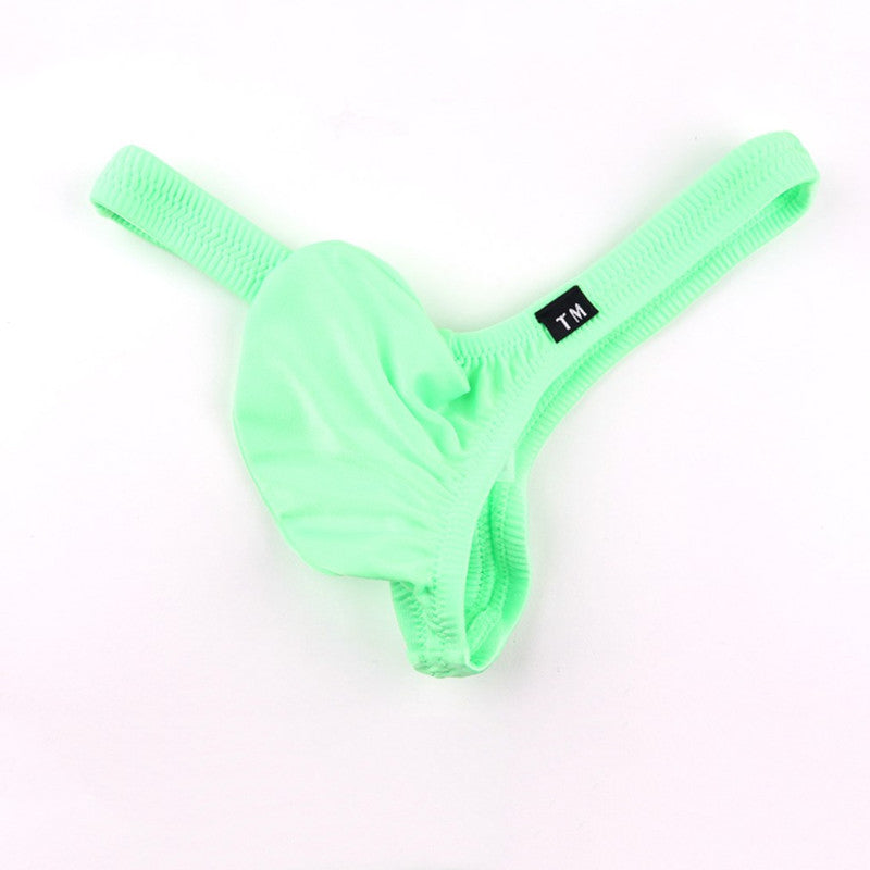 Green Semi Sheer Roomy Pouch Low Rise Thong flat lay