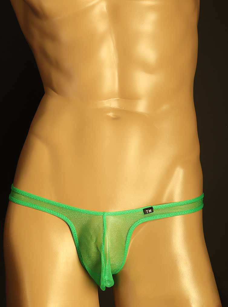 Green Sheer Mesh Elephant Trunk Thong front view