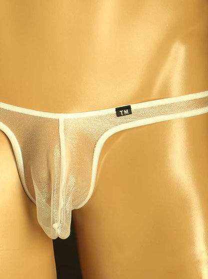 Ivory Sheer Mesh Elephant Trunk Thong close up detail