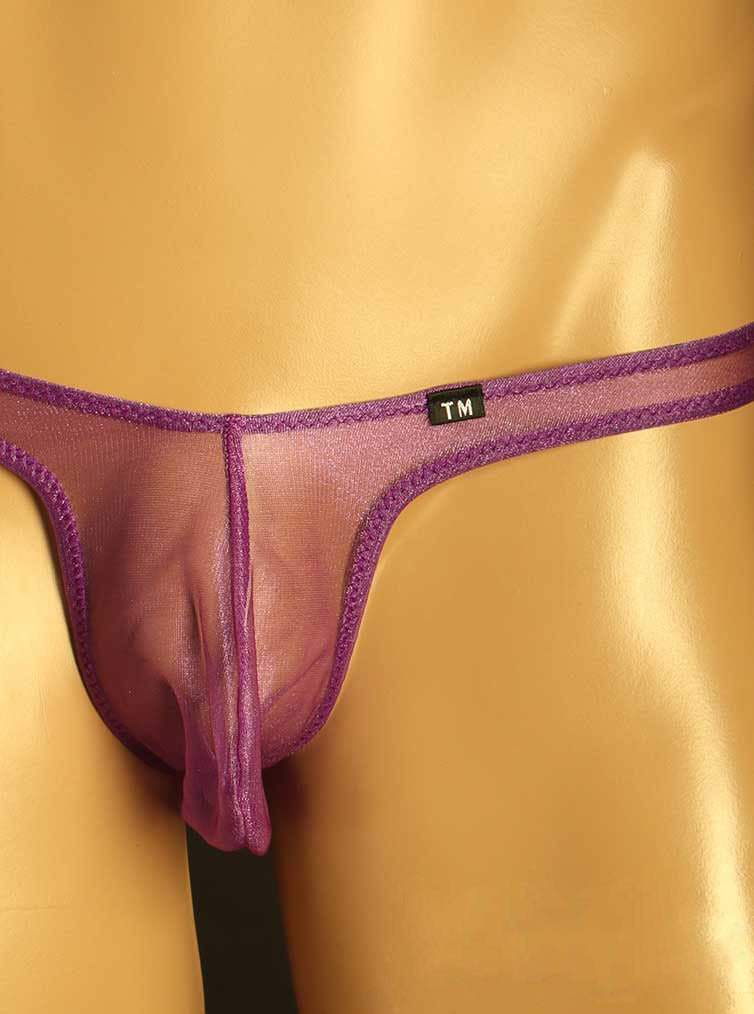 Purple Sheer Mesh Elephant Trunk Thong close up detail