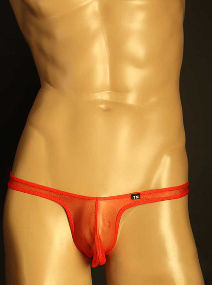 Red Sheer Mesh Elephant Trunk Thong front view