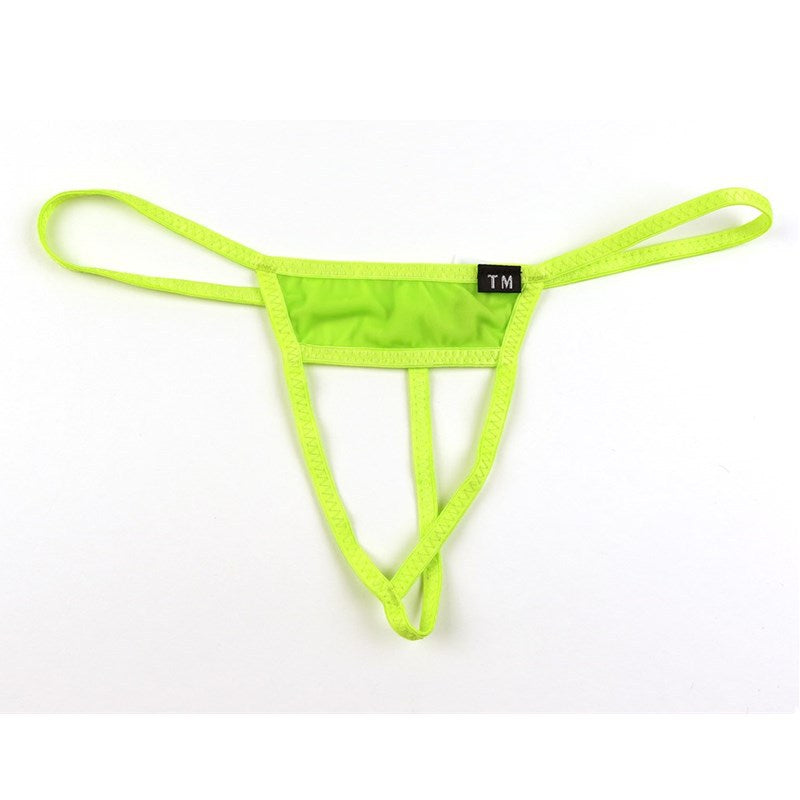 Neon Green Sheer Open Pouch Mesh G String flat lay