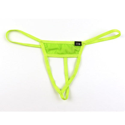 Neon Green Sheer Open Pouch Mesh G String flat lay