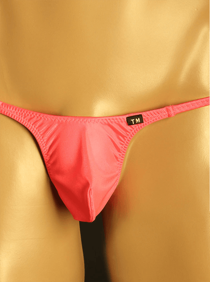 Pink Silky Big Pouch Low Rise Thong front view