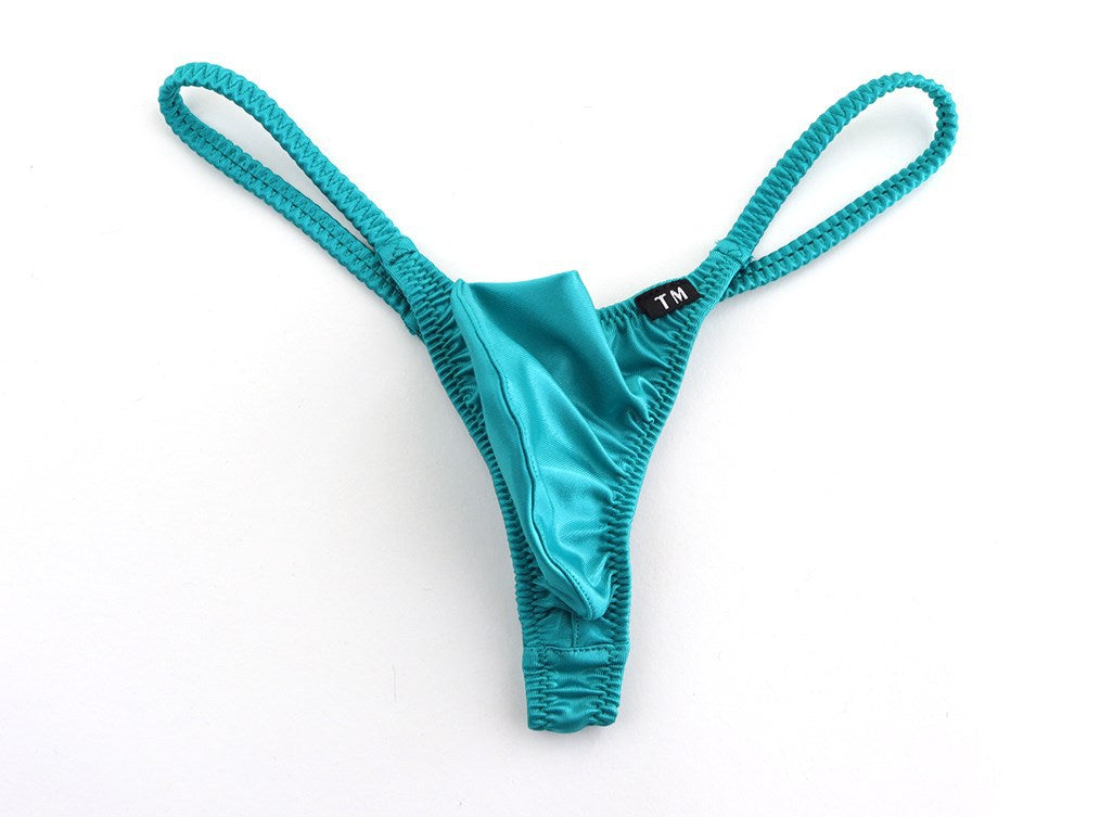 Sky Blue Silky Big Pouch Low Rise Thong flat lay