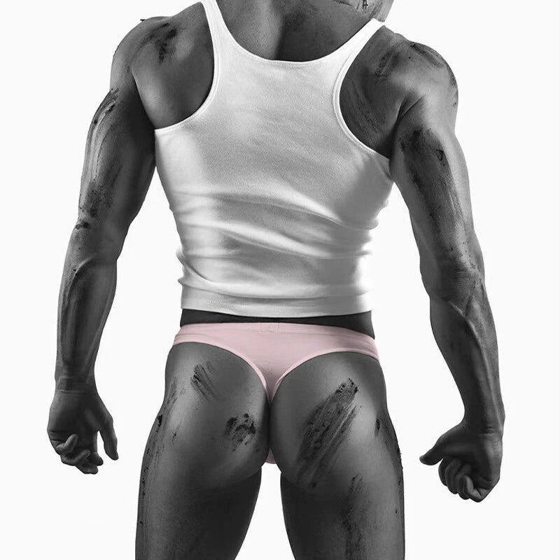 Pink Soft Modal High Cut T Back Thong back model view