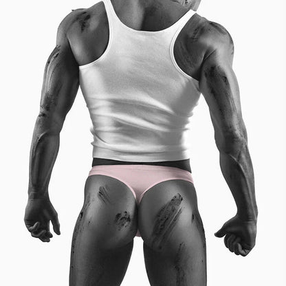 Pink Soft Modal High Cut T Back Thong back model view