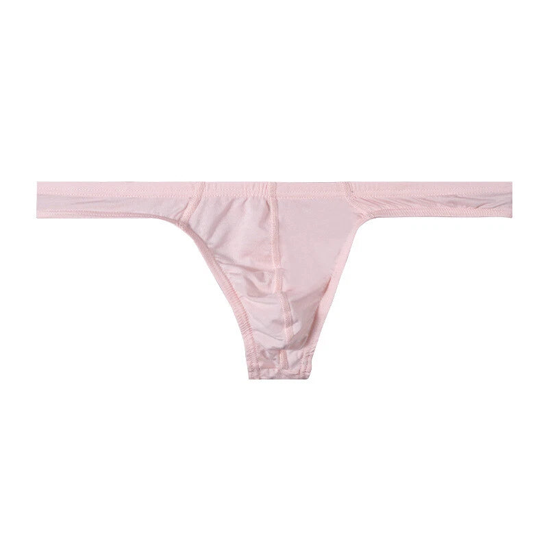 Pink Soft Modal High Cut T Back Thong flat lay