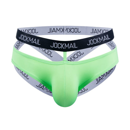 Green Double Waistband Enhancing Pouch Jockstrap front view