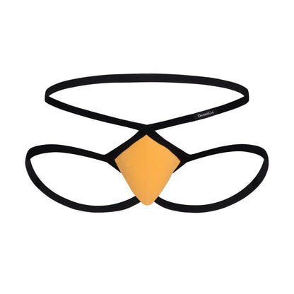 Orange Hollow Out Enhancement Pouch Cotton Jockstrap flat lay