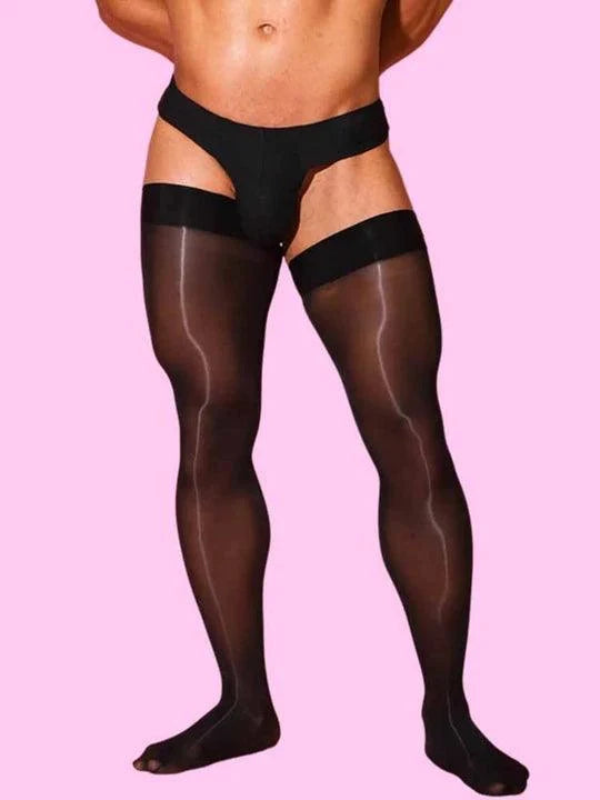 Black Black Knee High Nylon Stockings alternate view 2
