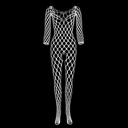 Large Mesh Hollow Long Sleeve Bodysuit