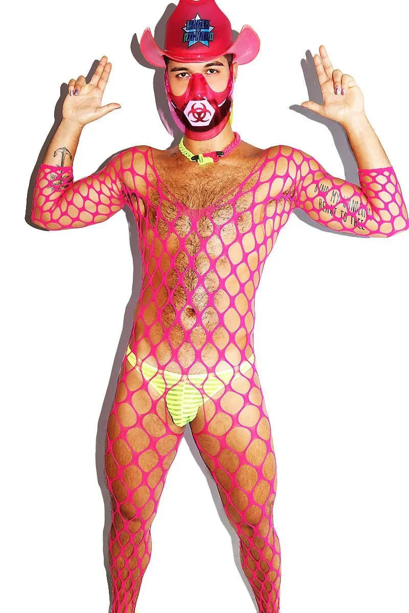 Large Mesh Hollow Long Sleeve Bodysuit