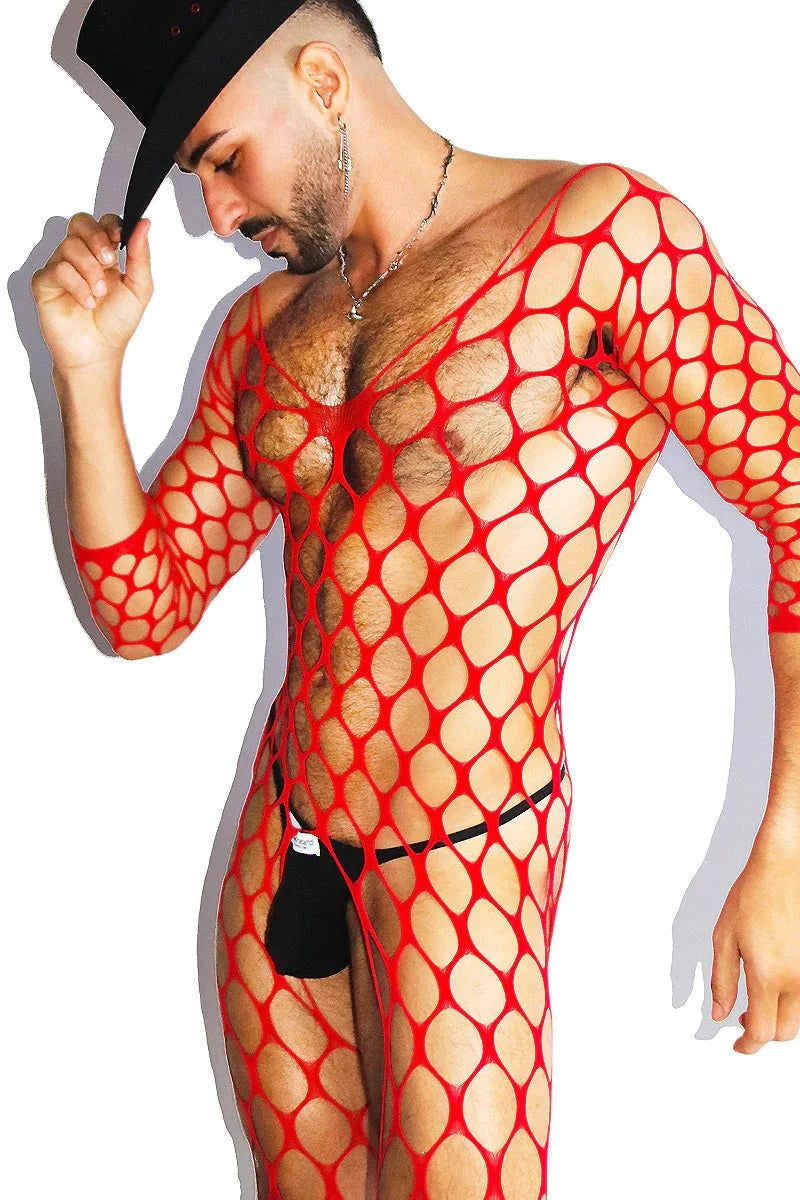 Large Mesh Hollow Long Sleeve Bodysuit alternate view 5