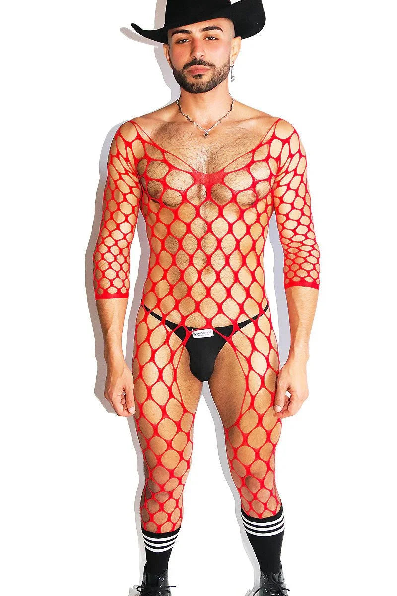 Large Mesh Hollow Long Sleeve Bodysuit alternate view 3
