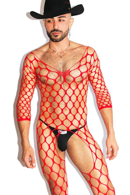 Large Mesh Hollow Long Sleeve Bodysuit