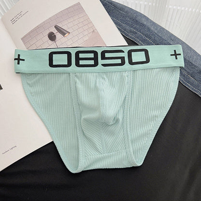 Flat Lay of aqua Ribbed Cotton High Cut Logo Briefs