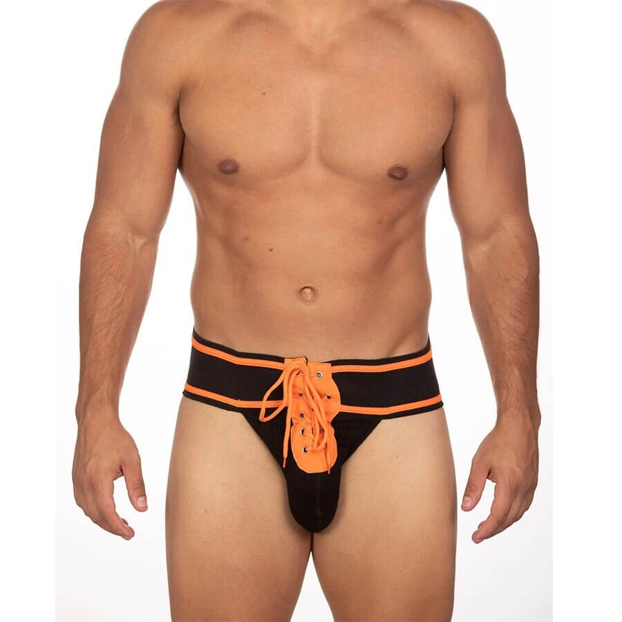 Orange Vintage Lace Up Athletic Jockstrap product view
